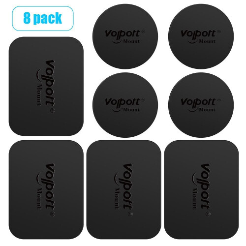volport 8 Pack Replacement Universal Mount Metal Plate Kits with Adhesive for All Magnetic Car Mount Cradle Cell Phone Holder, 4 Rectangular and 4...