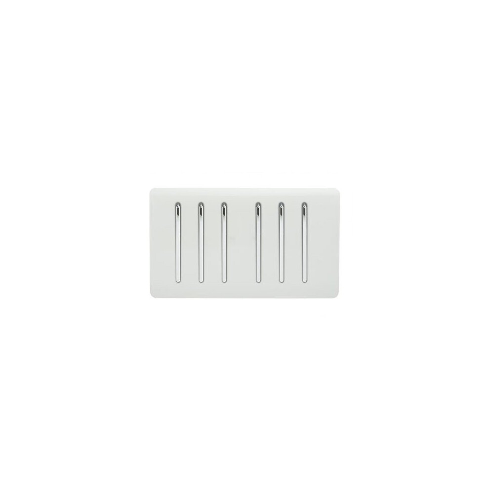 Trendi Artistic Modern Glossy 6 Gang 2 Way Rocker Double Plate Tactile Light Switch in White