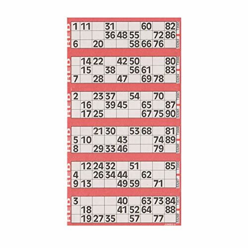 Jumbo Bingo Ticket Singles, 6 to View Pad, Red
