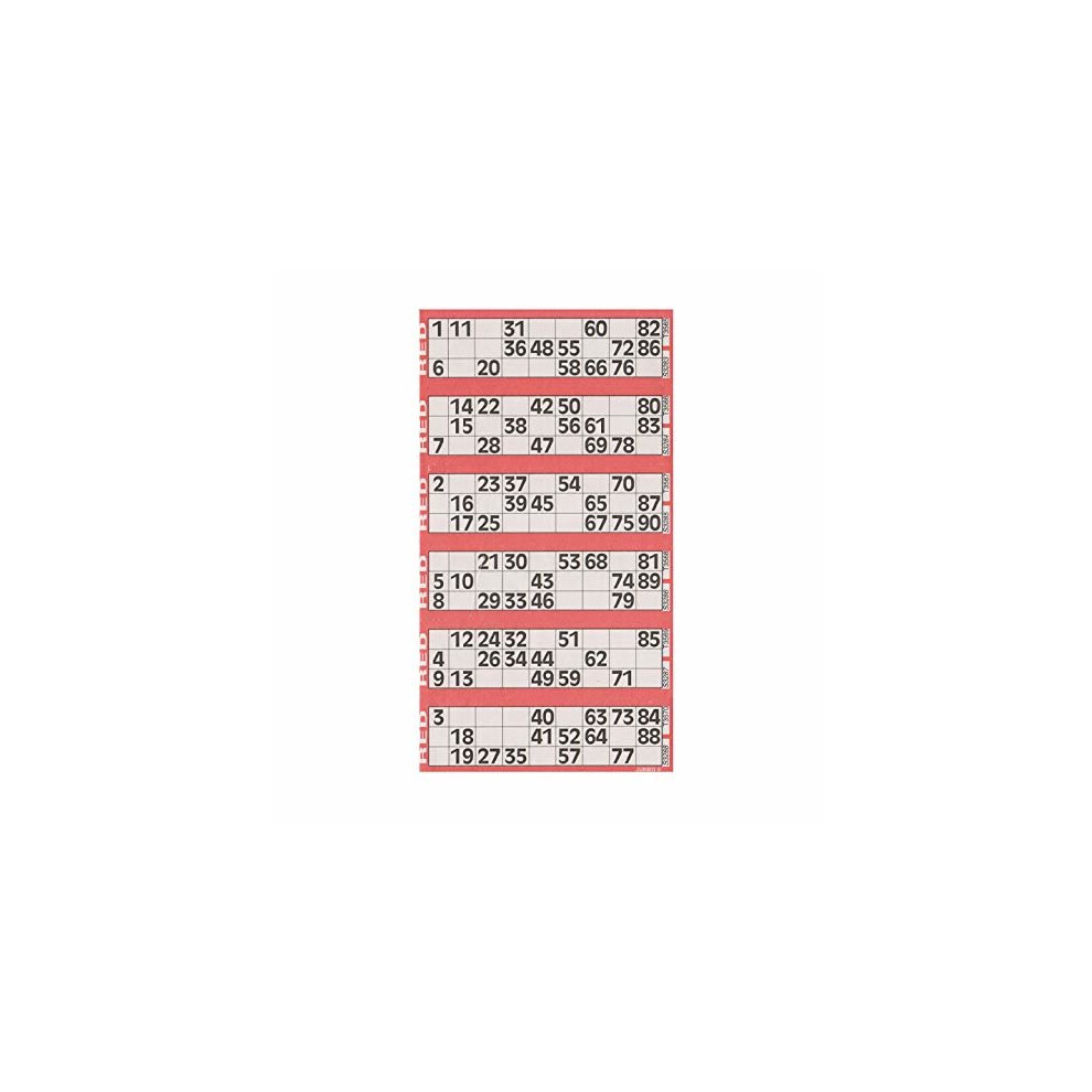 Jumbo Bingo Ticket Singles, 6 To View Pad, Red