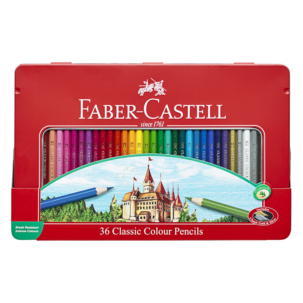 Faber-Castell Classic Colored Pencils Tin Set, 48 Vibrant Colors In Sturdy Metal Case - Premium Children's Art Products