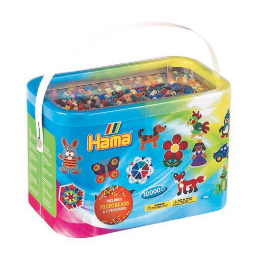 Hama Beads 10,000 Beads and 5 Pegboards Tub