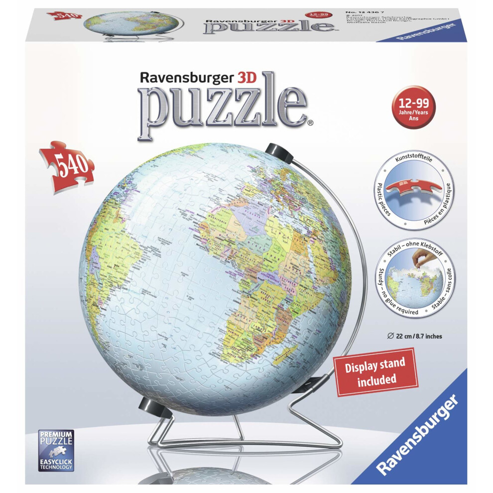 Ravensburger The World on V-Stand Globe 540 pc 3D Jigsaw Puzzle