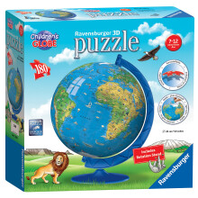 Ravensburger Children's World Globe 180 brikker 3D puslespil | Easy Click-teknologi | Visbar kunst | Perfekt til b?rn og voksne | 10,5 i diameter