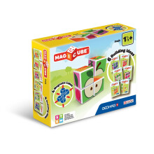Geomag MagiCube Fruit, 4-teiliges magnetisches Stapelw   rfel-Bauset, Kleinkinder und Kinder ab 1,5 Jahren, MINT-Lernspielzeug, in der Schweiz herg