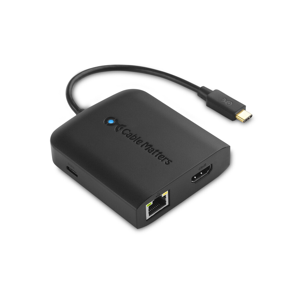 Cable Matters USB C Multiport Adapter (USB C Dock with USB C to HDMI 4K), 2x USB 3.0, Gigabit Ethernet, and 60W PD in Black - USB-C & Thunderbolt 3...-image-OPC-PMKSBX-NEW