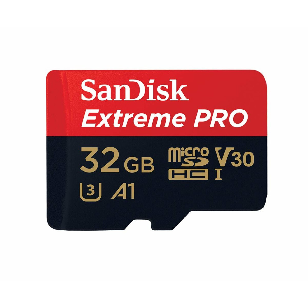 SanDisk SDSQXCG-032G-GN6MA Extreme Pro 32 GB microSDHC Memory Card + SD Adapter with A1 App Performance + Rescue Pro Deluxe 100 MB/s Class 10,...