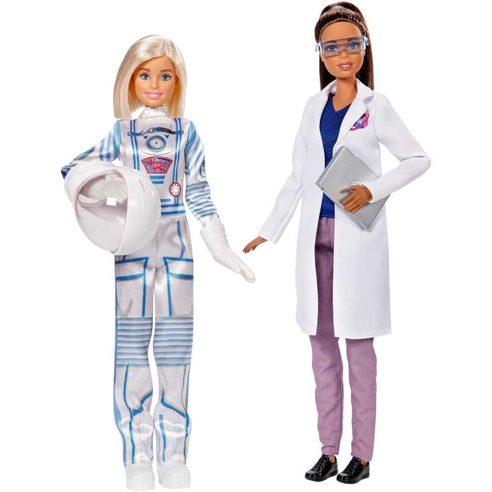 Mattel FCP65 - Astronaut and Space Scientist Doll Set - Barbie 2 Figure Toy Playset - Star Light Adventure