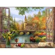 Vermont Christmas Company Autumn Church Jigsaw Puslespil 550 brikker