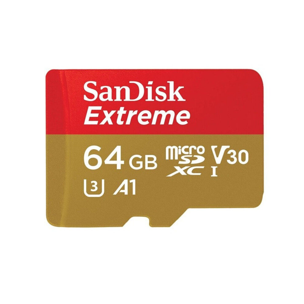 SanDisk Extreme microSDXC Memory Card + SD Adapter up to 100MB/s, Class 10, U3, V30 A1, FFP - 64GB