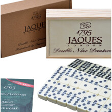 Jaques of London Dominoes - Club Double Nine Dominoes Set in Wooden Lid Slide D9 Box