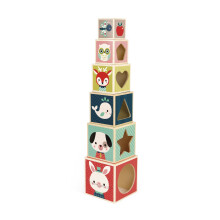 Janod J08016 6-Block Pyramid Baby Forest Game - Plush Soft Toy