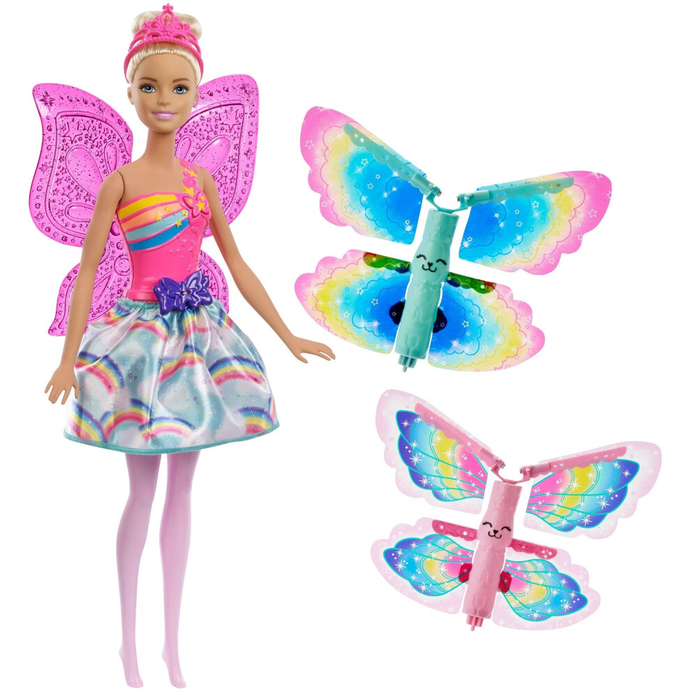 Barbie Frb08 Fantasy Flying Fairy Blonde Flapping Wings, Butterfly, Toy For 2 To 5 Years Children Dolls