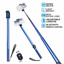 Extra Long Bluetooth Selfie Stick, Extendable 3M Monopod Phone Holder Built-in Remote Control Wireless Shutter for Photographing, Traveling...