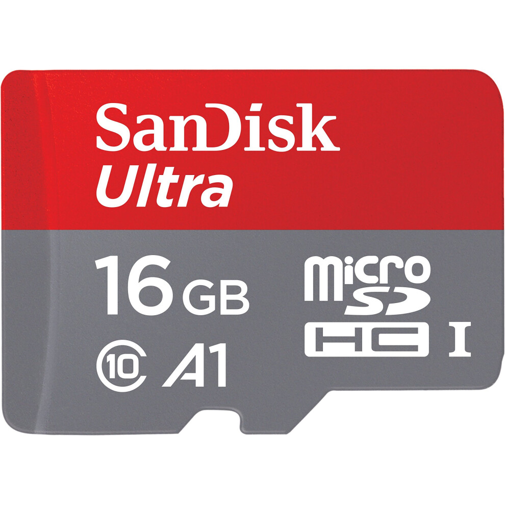 SanDisk Ultra 16GB microSDHC Memory Card  + SD Adapter with A1 App Performance  up to 98MB/s, Class 10, U1 - FFP