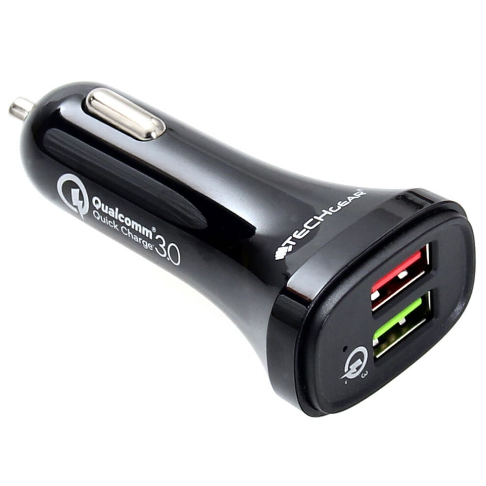 TECHGEAR Quick Charge 3.0 Car Charger 30W Dual USB Port Smart Charging for iPad, iPhone, LG, HTC, Huawei, Sony, Samsung, Nexus, BlackBerry and More...