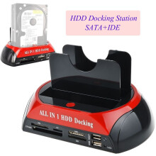 Tccmebius TCC-S862-UK USB 2.0 to 2.5 3.5 Inch SATA IDE Dual Slots External Hard Drive Docking Station with All in 1 Card Reader and USB 2.0 Hub For...