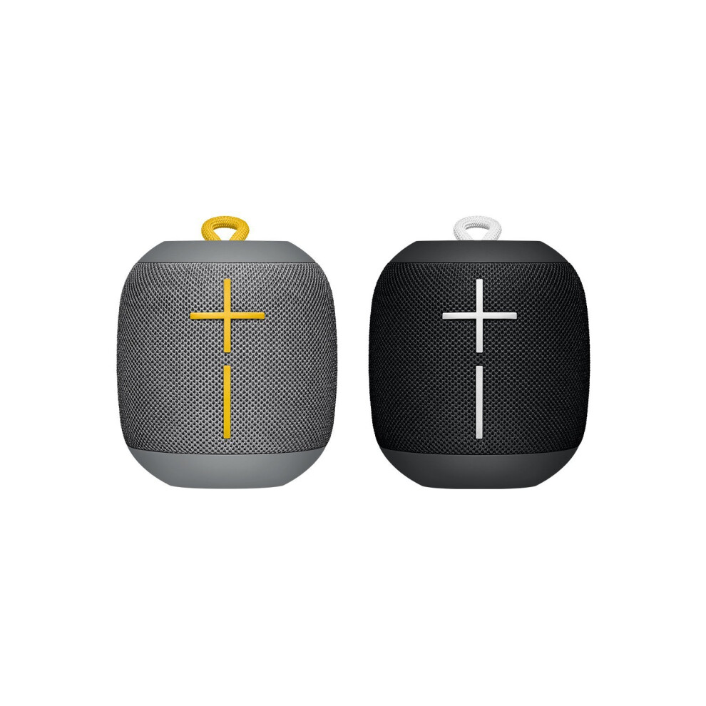 Ultimate Ears WONDERBOOM Bluetooth Speaker Waterproof with Double-Up Connection - Black and Grey, Pack of 2