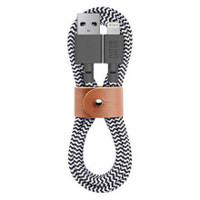 Native Union BELT Cable - 4ft Ultra-Strong Reinforced [Apple MFi Certified] Lightning to USB Charging Cable with Leather Strap for iPhone/iPad (Zebra)