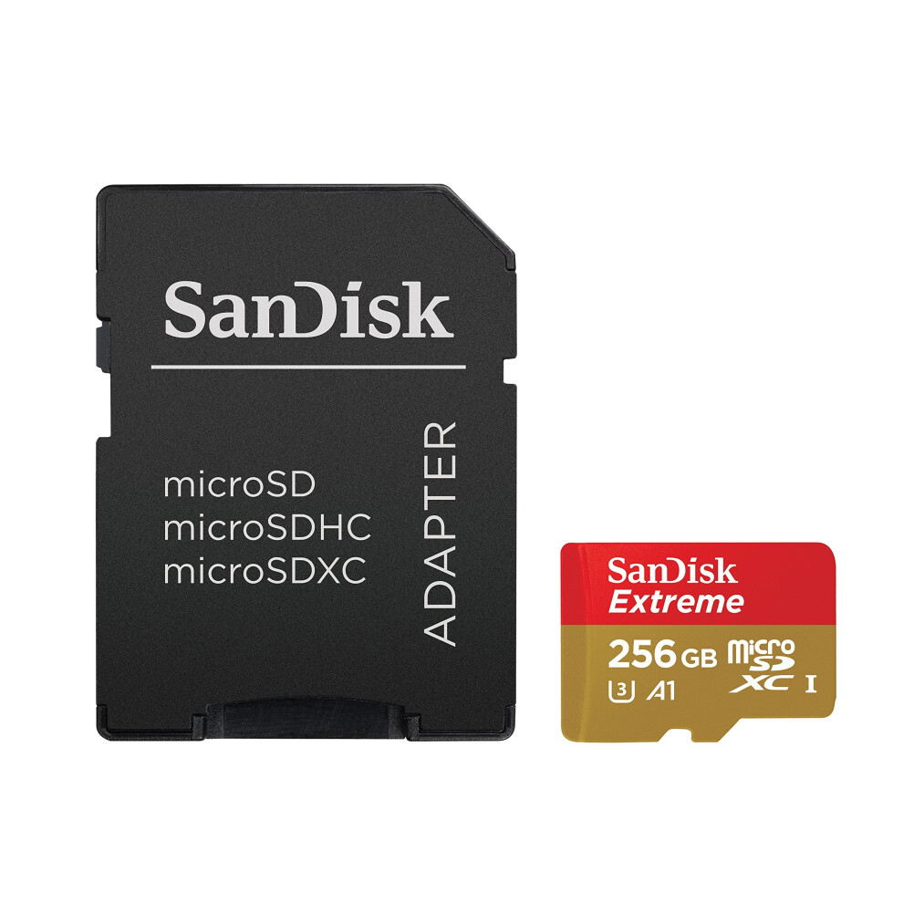 SanDisk Extreme microSDXC Memory Card Plus SD Adapter with A1 App Performance Up to 100MB/s, 256 GB, Class 10, U3, V30