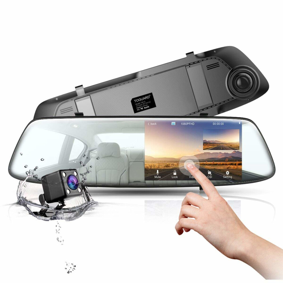 Mirror Dash Cam 4.3 Inch Touch Screen, TOGUARD 1080P Full HD 170Â° Wide Angle Front Car Camera Video Recorder and Rear view Backup Camera Dual Lens...-image-OPC-PMM66W-NEW