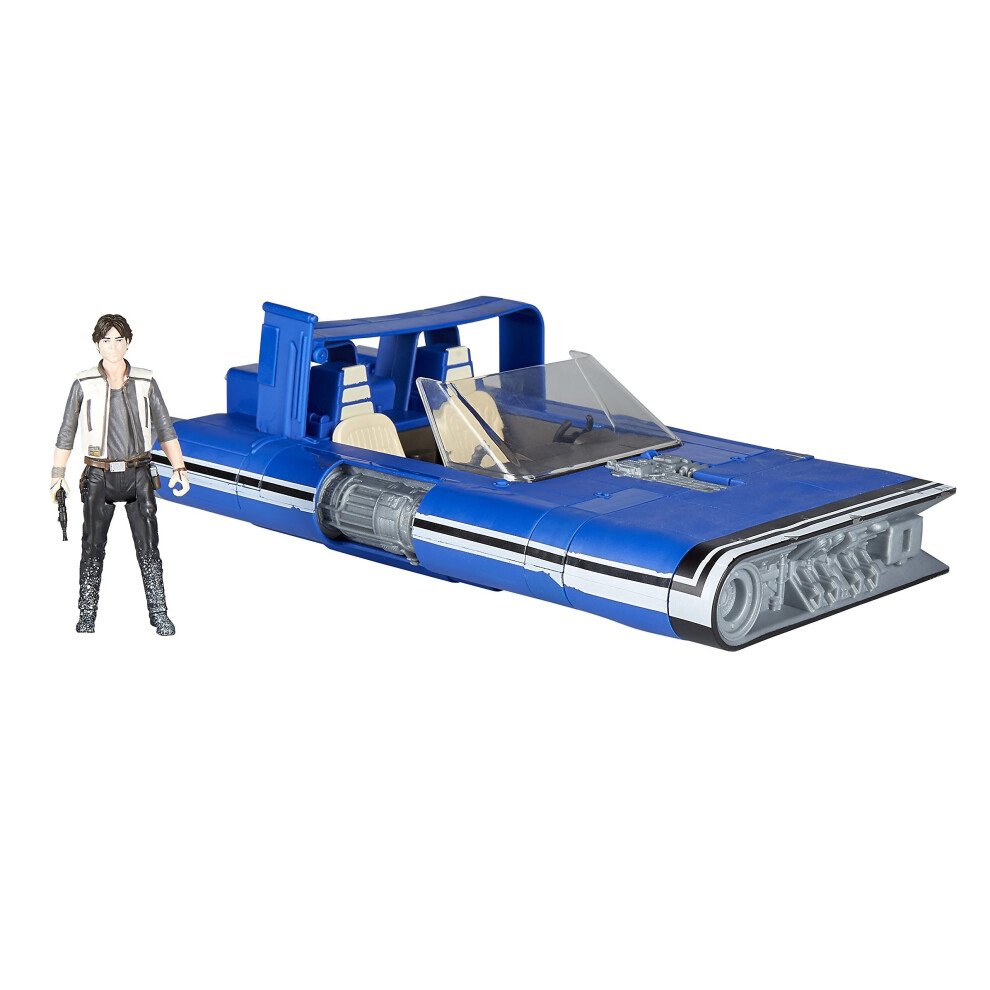 Star Wars Han Solo Action Figure with Force Link 2.0 Trolley Land Speeder, E1263