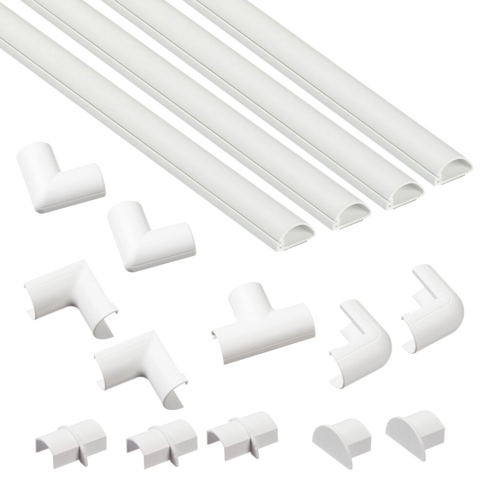 D-Line Micro+ Cable Trunking |  Self-Adhesive Cable Covers | Electrical Cable Tidy, Popular Cable Mangement Solution | 4 x 1 meter Lengths per pack...