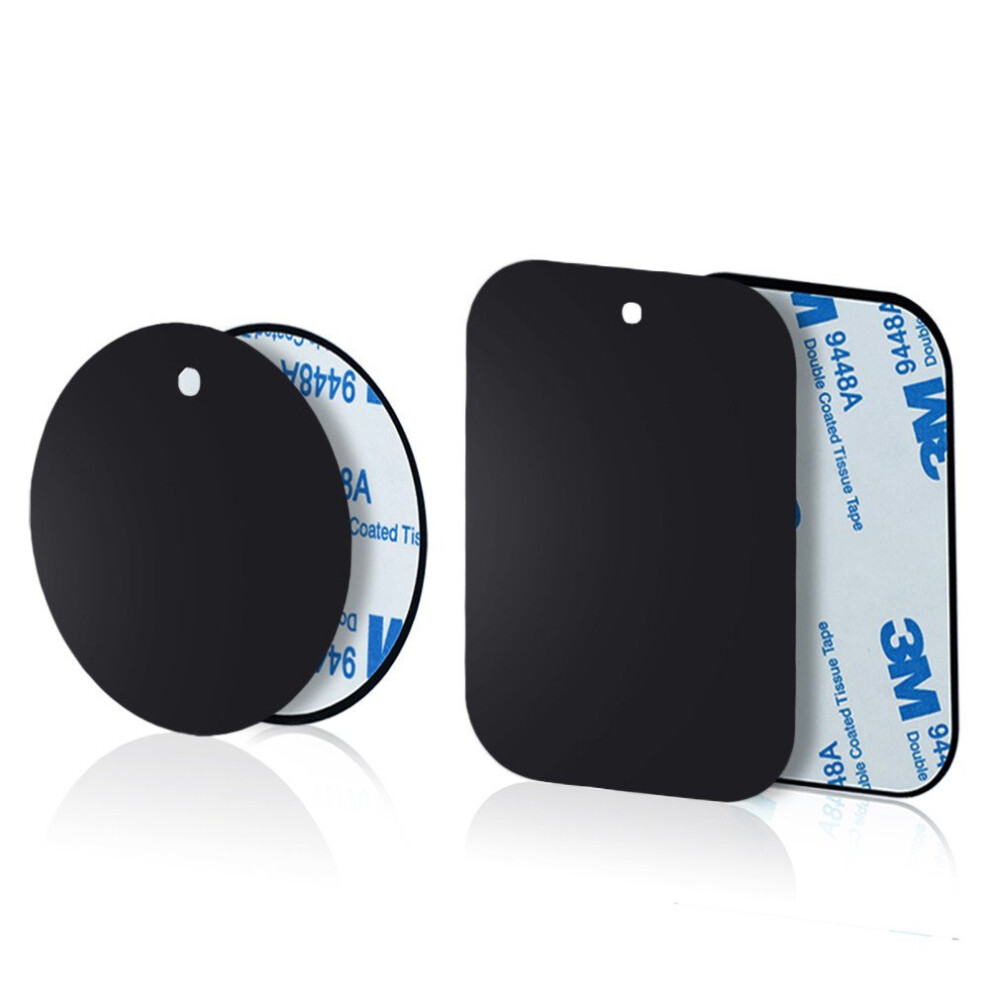 Yianerm 3M Adhesive 4 Packs Thin Metal Plate For Magnetic Car Phone Holder (2 Round and 2 Rectangle)