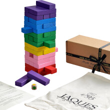 Jaques of London Tumble Tower - MULTI PURPOSE 3 IN 1 - Family Game / Construction Blocks / Multi Coloured Tumble Tower - Quality Jaques Building...