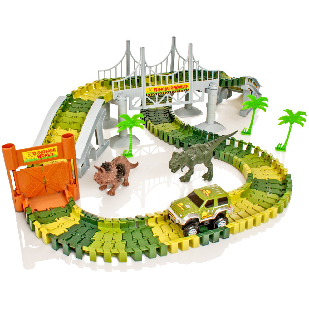 Create-A-Track Dino World Track Set | Flexible Dinosaur Race Track