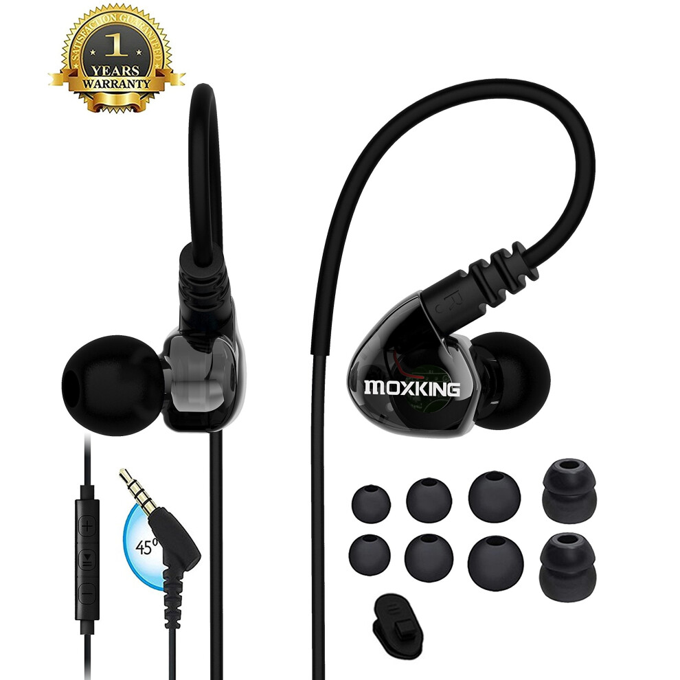 Running Sports Earbud Headphones Wired Over Ear In Ear Headsets Noise Isolation waterproof Earbuds Enhanced Bass Stereo Earphones with Microphone...