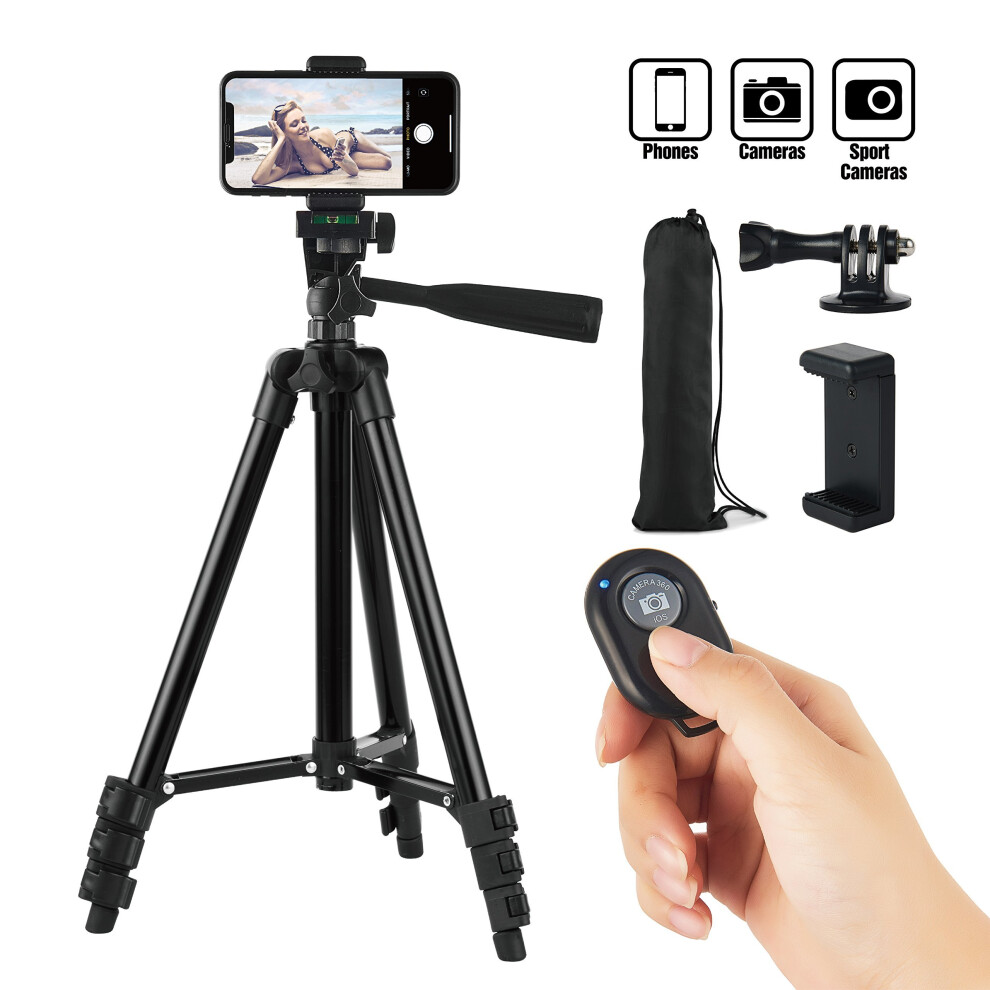 Hitch Phone Tripod, 42 Inch 106Cm Aluminum Lightweight Tripod For Iphone/Samsung/Huawei Smartphone, Camera With Bluetooth Remote Control, Carrying... 613852018071