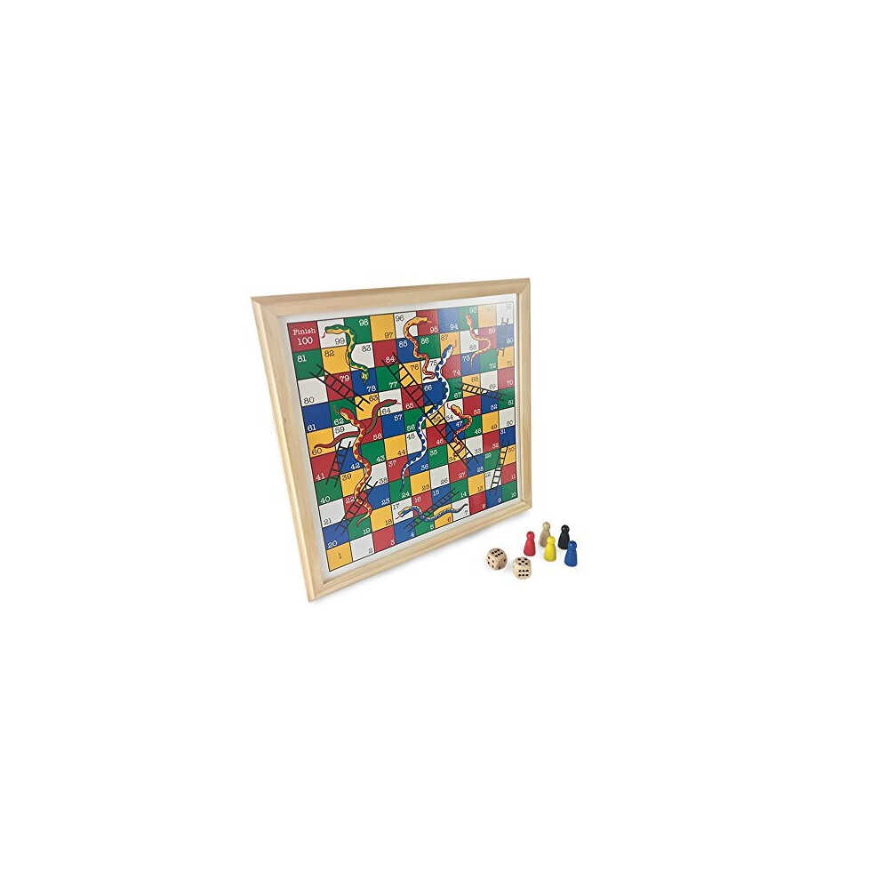 Snakes and Ladders Wooden Board Game Ideal For 2 - 6 players Suitable For Years 4+