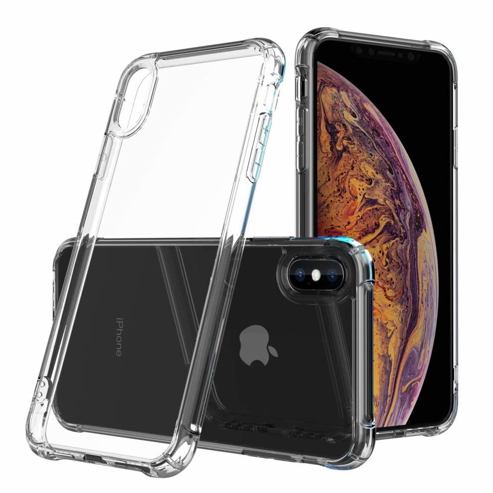 Hzrich Iphone Xs Max Case, Clear Shockproof Bumper Case With[Glass Screen Protector] Soft Tpu Silicone Case Cover[Drop Protection] Crystal Gel Case... 650226979279