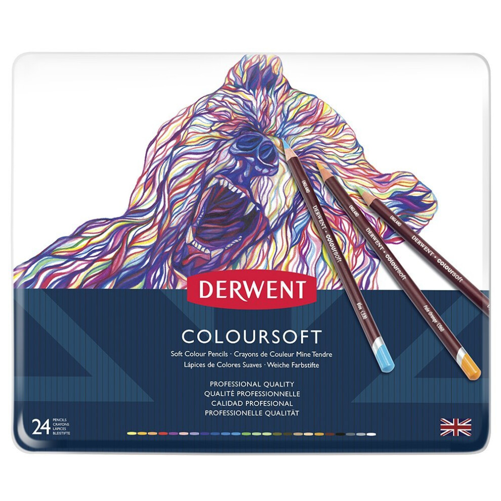 Derwent Coloursoft Colouring Pencils, Set of 24, Professional Quality, 0701027 - Multicolour