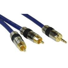 InLine® 2m Premium 2x RCA Male to 3.5mm Male Audio Cable with Golden Contacts