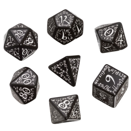 Set de dés elfique Noir/Blanc (7) Jeu de société