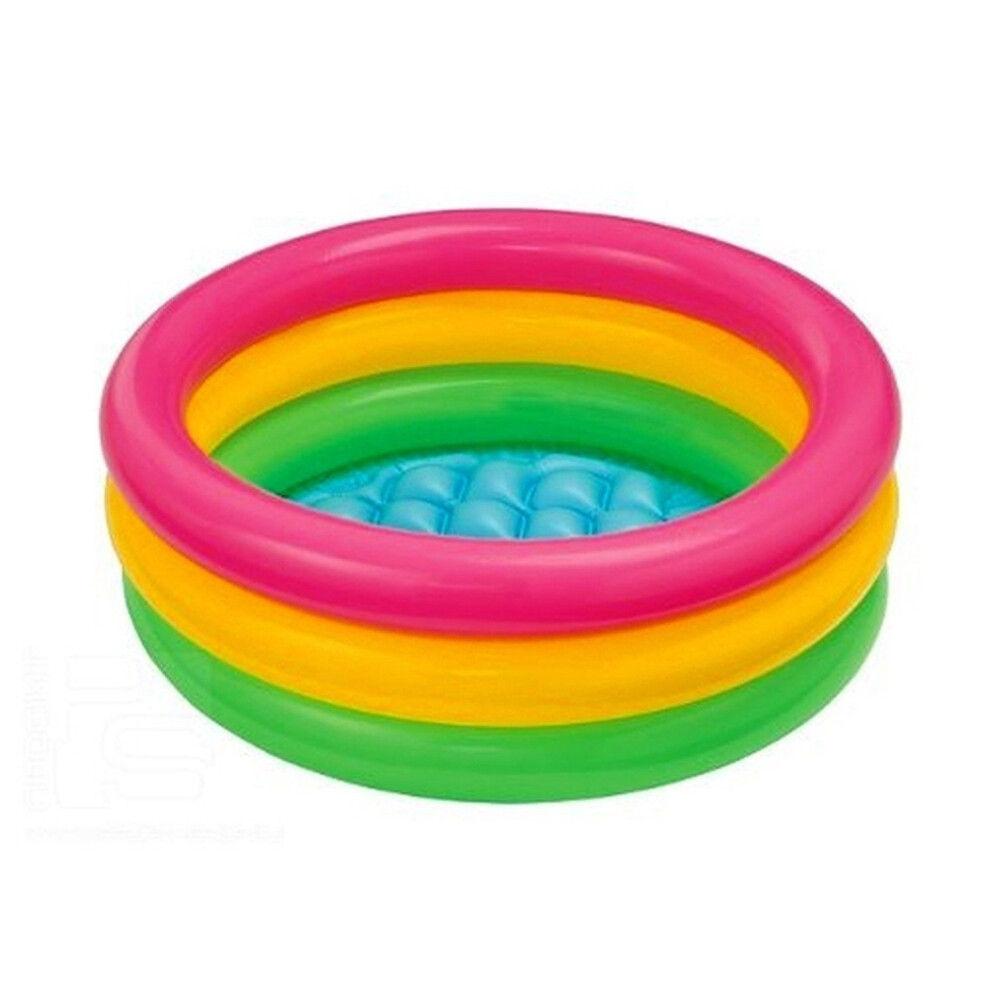 Intex-156162 Piscina 3 Anelli, Colore Rosa, Giallo, Verde, 114 X 25 Cm, 57412-image