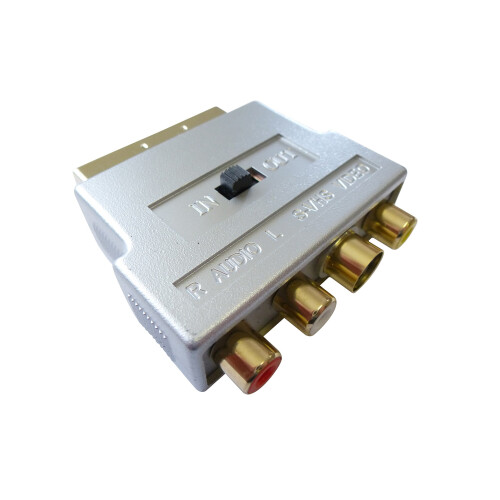 Gold Switchable Scart to 3 Phono & S-Video Adaptor 2