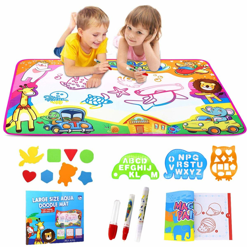 Phyles Water Magic Doodle Mat, 6 Colors Drawing Painting Doodle Pad Water Writing Board with 3 Magic Pens, Educational Toy & Birthday Gift For Kids