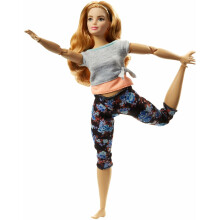 Barbie Made to Move Dockor med 22 Leder och Yogakläder, Blommig, Persika