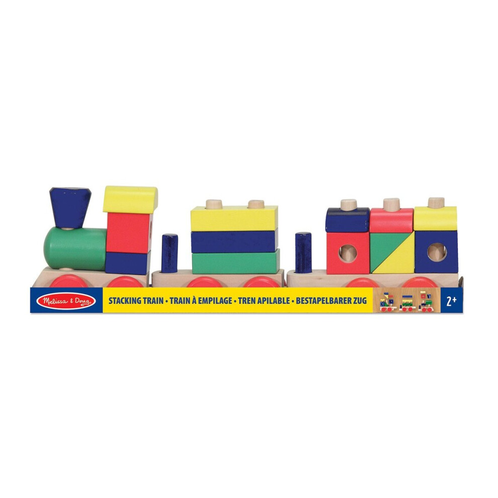 Melissa & Doug Stacking Train - Classic Wooden Toddler Toy (18 pcs)