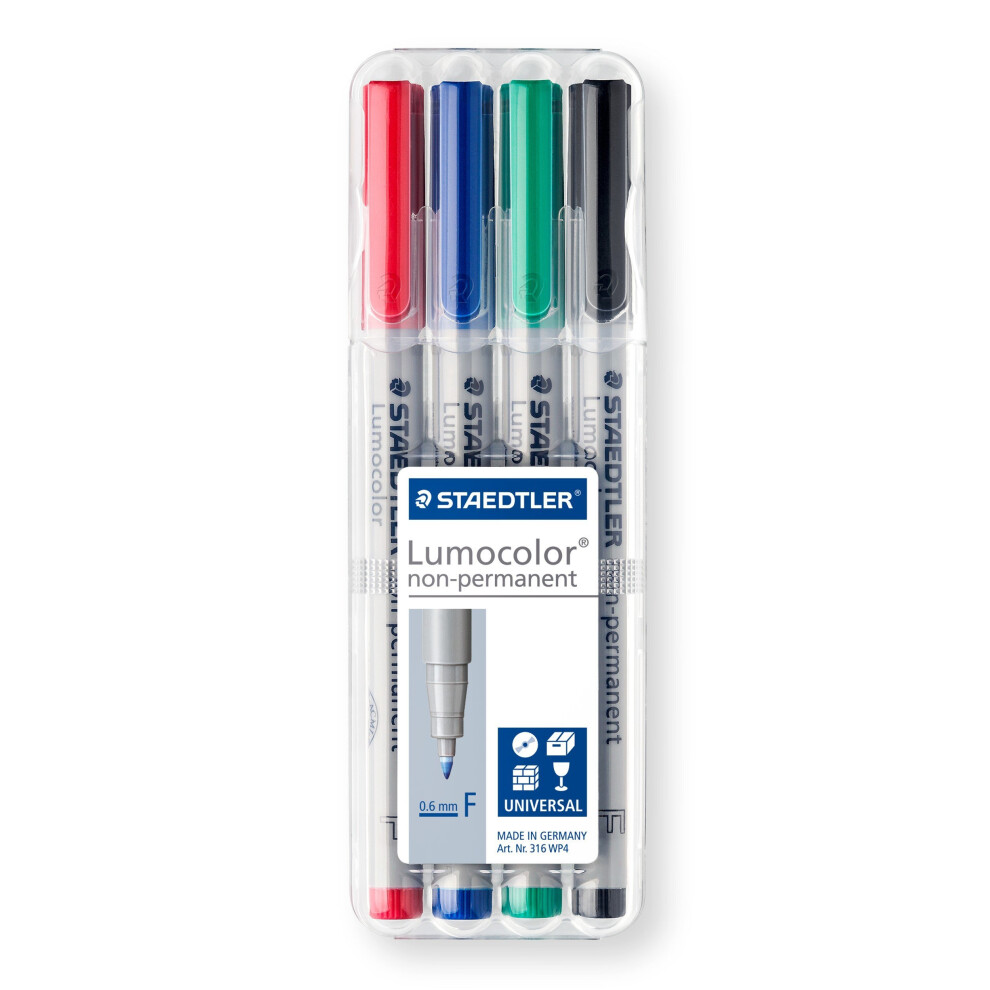 Staedtler 316 WP4 Lumocolor Universal Non Permanent Fine Pens - Assorted Colours