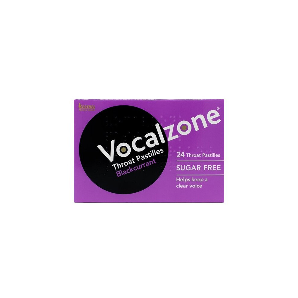 Vocalzone Throat Pastilles Blackcurrant Sugar Free (24 Pastilles)