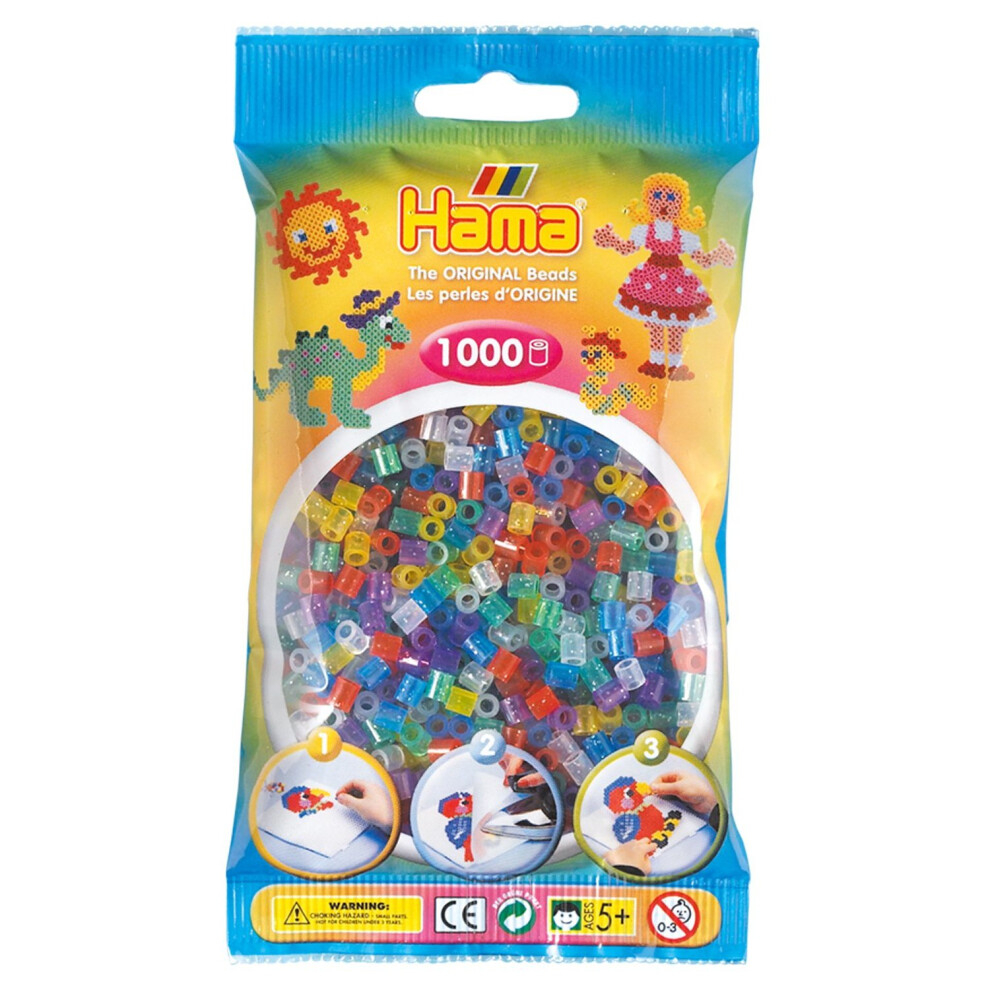 Hama Beads Glitter Mix (1000 Midi Beads) - Creative, Mess-Free Play & Motor Skills (Code 207-54)