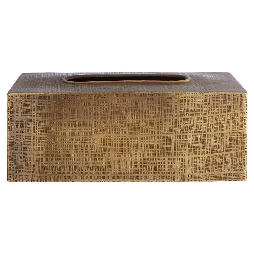 Premier Housewares Antique Brass Finish Madison Tissue Box Textured Surface