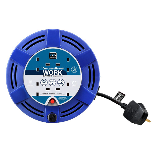 Masterplug MCT1010/4BL 10amp 4 Socket 10m Cassette Reel - Blue 2