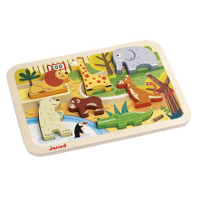 Puzzel Dierentuin 7 stuks hout JANOD - Vanaf 18 maanden - Dieren - Motoriek en verbeelding