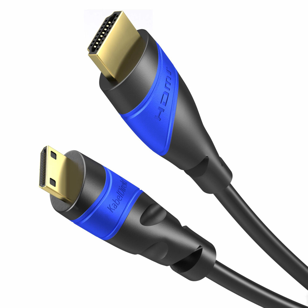 KabelDirekt 2m Mini HDMI to HDMI Cable compatible with (HDMI 2.0a/b, 2.0, 1.4a, 4K HDMI Cable, HDMI to HDMI, 4K@60HZ,1080p FullHD, UHD, Ultra HD,...