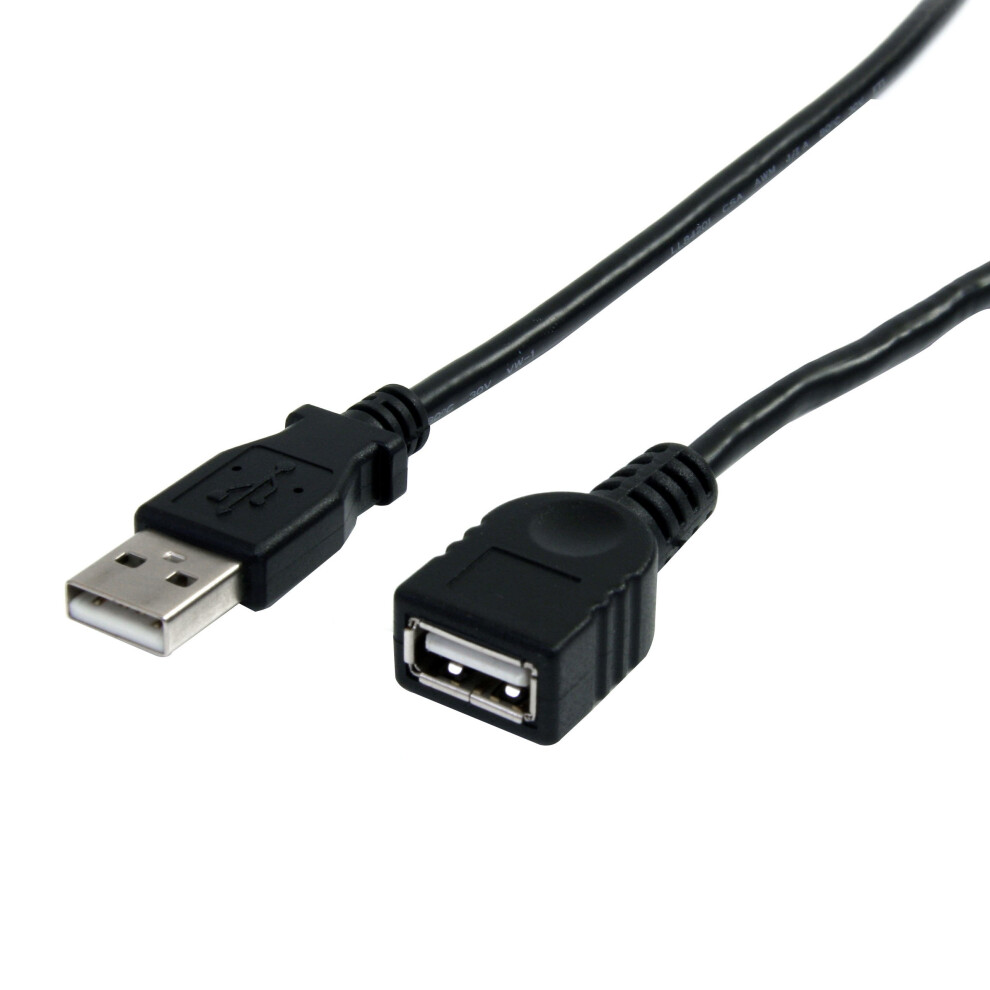 StarTech.com 3 ft Black USB 2.0 Extension Cable A to A - M/F - 3 ft USB A to A Extension Cable - 3ft USB 2.0 Extension cord